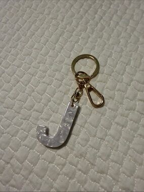 Monogram 'J' Acrylic Keychain with Gold Hardware
